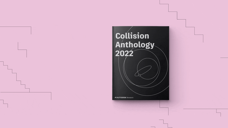 GIF of several pages of the Collision Anthology. It begins with the front cover followed by several double page spreads full of text and illustrations.